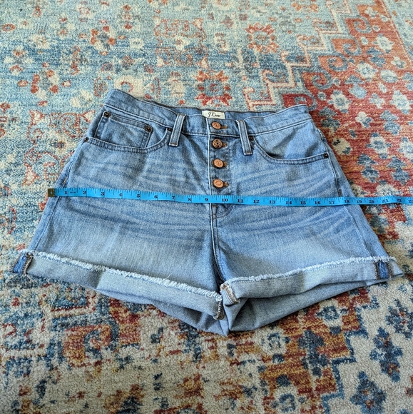 J.Crew High Rise Raw Hem High Rise Button Fly Light Denim Shorts Size 26 - Picture 7 of 10